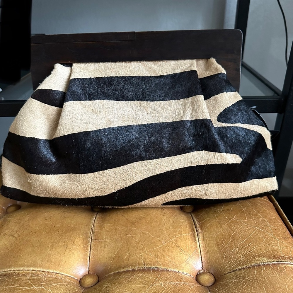 Zebra Print Haircalf Clutch- Banana Republic